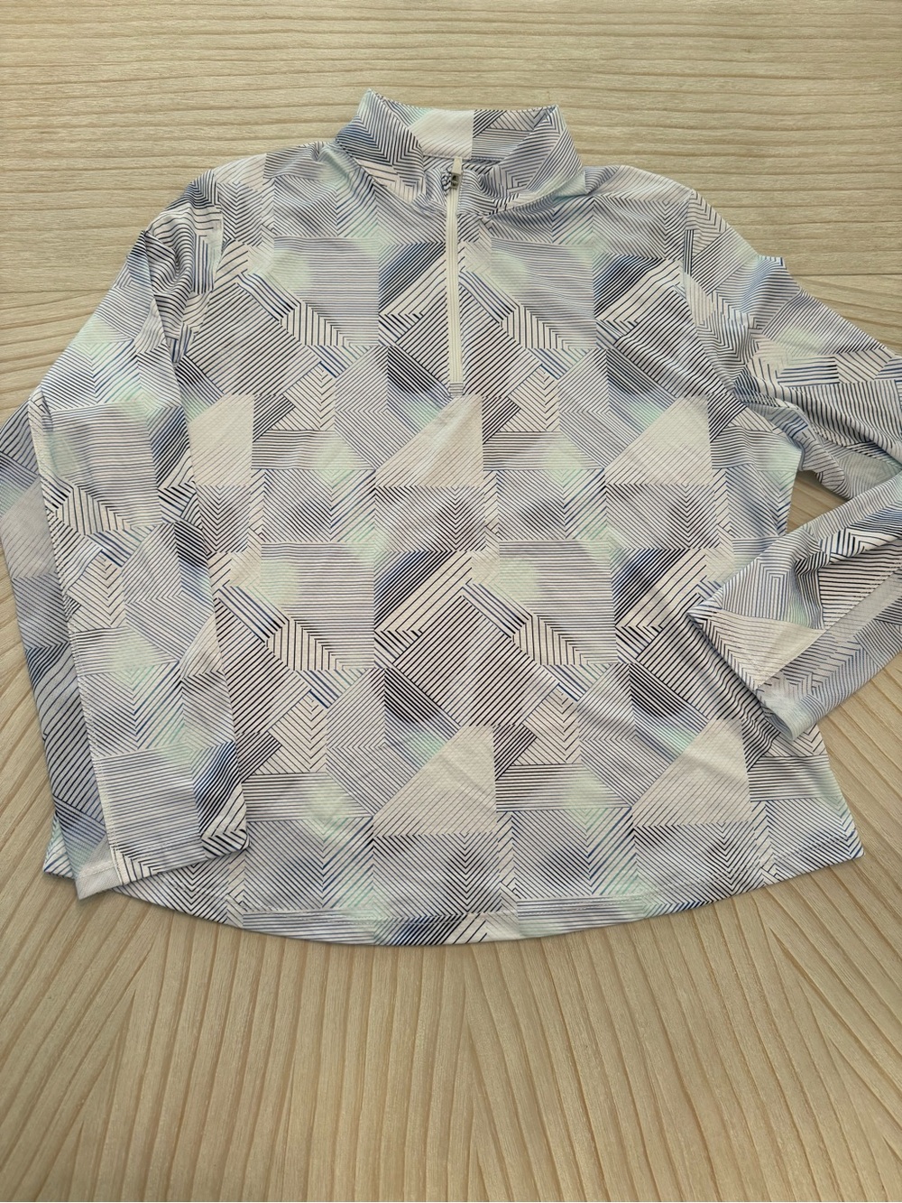 Callaway Women's Geometric Quarter-Zip Long Sleeve Top - White, Gray